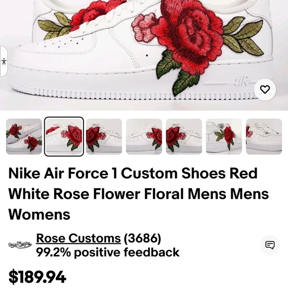 Ladies Nike Air Force 1 Size 9 Custom Embroidered Sneakers - Picture 3 of 4